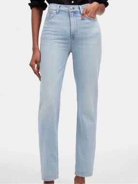 Madewell Perfect Vintage Straight Leg Jeans in Light Blue Wash, Size 26 Tall